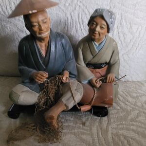 Handcrafted Figurine Set - Blue and Gray